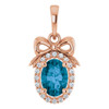 14K Rose Natural London Blue Topaz & .08 CTW Natural Diamond Bow Pendant