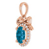 14K Rose Natural London Blue Topaz & .08 CTW Natural Diamond Bow Pendant