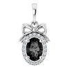 Sterling Silver Natural Black Onyx & .08 CTW Natural Diamond Bow Pendant