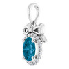 14K White Natural London Blue Topaz & .08 CTW Natural Diamond Bow Pendant