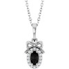 Sterling Silver Natural Black Onyx & .04 CTW Natural Diamond Bow 16-18" Necklace