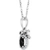 Sterling Silver Natural Black Onyx & .04 CTW Natural Diamond Bow 16-18" Necklace