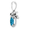 14K White Natural London Blue Topaz & .04 CTW Natural Diamond Bow Pendant