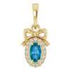 14K Yellow Natural London Blue Topaz & .04 CTW Natural Diamond Bow Pendant