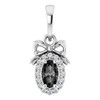 Platinum Natural Black Onyx & .04 CTW Natural Diamond Bow Pendant