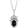 Platinum Natural Black Onyx & .04 CTW Natural Diamond Bow 16-18" Necklace