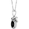 Platinum Natural Black Onyx & .04 CTW Natural Diamond Bow 16-18" Necklace