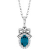 Platinum Natural London Blue Topaz & .04 CTW Natural Diamond Bow 16-18" Necklace