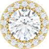 14K Yellow Natural White Sapphire & 1/8 CT Natural Diamond Halo-Style Pendant