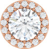 14K Rose Natural White Sapphire & 1/8 CT Natural Diamond Halo-Style Pendant