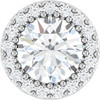 14K White Natural White Sapphire & 1/8 CT Natural Diamond Halo-Style Pendant