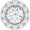 14 Karat White Gold Natural White Sapphire & .08 CT Natural Diamond Halo-Style Pendant