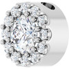 14 Karat White Gold Natural White Sapphire & .08 CT Natural Diamond Halo-Style Pendant