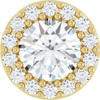 14K Yellow Natural White Sapphire & 1/10 CT Natural Diamond Halo-Style Pendant
