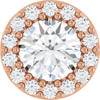 14K Rose Natural White Sapphire & 1/10 CT Natural Diamond Halo-Style Pendant