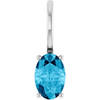 Sterling Silver 6x4 mm Natural Aquamarine Charm/Pendant