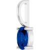 14K White 6x4 mm Natural Blue Sapphire Charm/Pendant