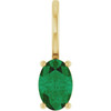 14K Yellow 6x4 mm Lab-Grown Emerald Charm/Pendant