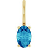 14K Yellow 6x4 mm Natural Blue Zircon Charm/Pendant