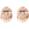 14K Rose .03 CTW Natural Diamond Scarab Insect Earring 