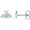14K White .05 CTW Natural Diamond Moth Insect Earring 