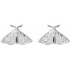 14K White .05 CTW Natural Diamond Moth Insect Earring 