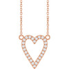 14 Karat Rose Gold Natural Diamond Heart Necklace 1/6 CTW, 18 Inch, 1.2mm - $1,010