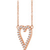 14 Karat Rose Gold Natural Diamond Heart Necklace 1/6 CTW, 18 Inch, 1.2mm - $1,010