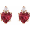 14K Rose Lab-Grown Ruby & .06 CTW Natural Diamond Stud Earrings
