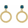 14K Yellow Natural London Blue Topaz Chain Link Earrings