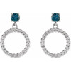 Platinum Natural London Blue Topaz Chain Link Earrings
