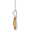 Sterling Silver Natural Mexican Fire Opal & Natural Citrine Halo-Style 16-18" Necklace
