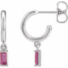 Sterling Silver Natural Pink Tourmaline 17.6 mm Hoop Earrings