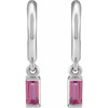 14 Karat White Gold Natural Pink Tourmaline 17.6 mm Hoop Earrings