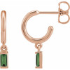 14K Rose Natural Green Tourmaline 17.6 mm Hoop Earrings