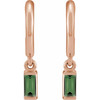 14K Rose Natural Green Tourmaline 17.6 mm Hoop Earrings