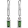 14K White Natural Green Tourmaline 17.6 mm Hoop Earrings