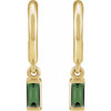 14K Yellow Natural Green Tourmaline 17.6 mm Hoop Earrings