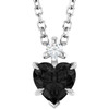 Sterling Silver Natural Black Onyx & .03 CT Natural Diamond 16-18" Necklace