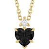 14K Yellow Natural Black Onyx & .03 CT Natural Diamond 16-18" Necklace