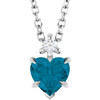 Platinum Natural London Blue Topaz & .03 CT Natural Diamond 16-18" Necklace