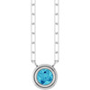 14K White Natural Blue Zircon 18" Necklace