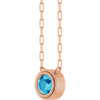 14K Rose Natural Blue Zircon 18" Necklace