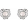 14K White Cultured Seed Pearl Floral Earrings