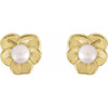14K Yellow Cultured Seed Pearl Floral Earrings