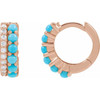 14 Karat Rose Gold Natural Turquoise & 1/8 CTW Natural Diamond Huggie Hoop Earrings
