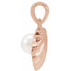 14K Rose Cultured White Freshwater Pearl Shell Pendant