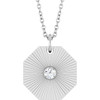 Sterling Silver .06 CT Natural Diamond Medallion 16-18" Necklace