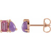 14K Rose Natural Pink Tourmaline & Natural Amethyst Two-Stone Stud Earrings