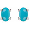 14K White 7x5 mm Oval Natural Turquoise Earrings
